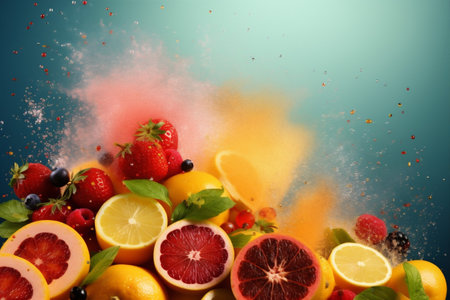 apple hookah food grape background ice fruit orange juice vape smoke. Generative AI.の素材