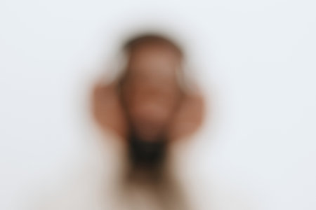 background man music dj black african headphones casual stylish american guy portrait fashionの写真素材