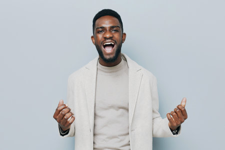 man dental black happy confident american smile african emotion smiling young portraitの写真素材