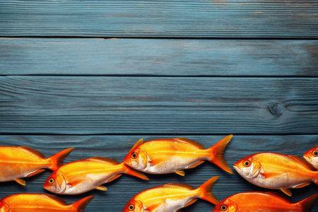 raw healthy meal copy background fresh seafood space fish dinner smoked food. Generative AI.の素材