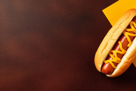 dog hot-dog meat american food background bread fast sauce hot sausage. Generative AI.の素材