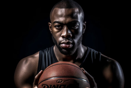 man professional basketball ball yellow holding athlete player sports person black. Generative AI.の素材