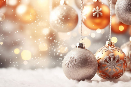 new christmas christmas snowflakes card year background tree space holiday gold decoration copy. Generative AI.の素材