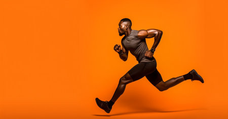 training male athletic movement speed sport runner fast men black run. Generative AI.の素材
