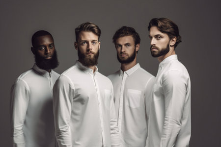 man studio group trendy portrait young black lifestyle friends model fashion. Generative AI.の素材