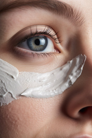 skin woman portrait mask eye beauty clean care close facial skin face up. Generative AI.の素材