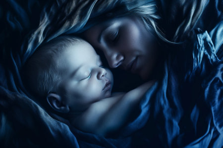 daughter children love care little family person mother girl baby. Generative AI.の素材