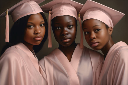 black high student women education university diploma success graduate african american high school. Generative AI.の素材