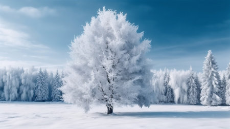 christmas fairy year sky tree winter snow new background fir white holiday. Generative AI.の素材