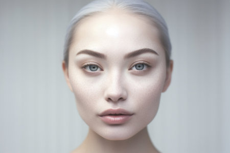 beauty woman model young makeup face portrait caucasian skin hair female. Generative AI.の素材