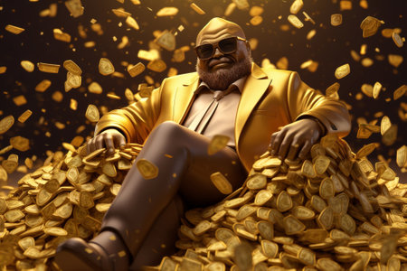 man winner happy culture face beard portraits old dollar gold money. Generative AI.の素材