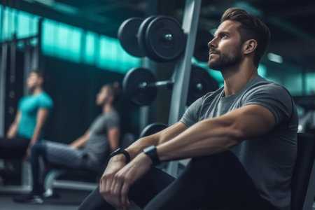 fitness group lifestyles training person gym sport fit exercising healthy. Generative AI.の素材