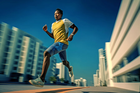 fitness healthy lifestyle person run male athletic sport exercise fit. Generative AI.の素材