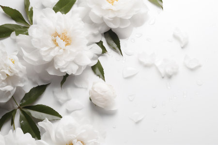white background wedding beautiful spring floral flower nature celebration rose blossom. Generative AI.の素材
