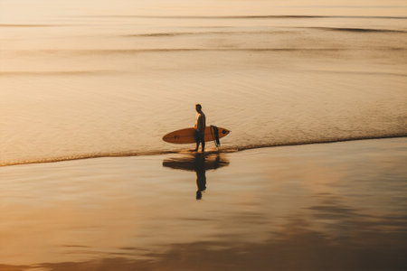 adult man surfing surfboard male person surfer sea sport beach ocean. Generative AI.の素材