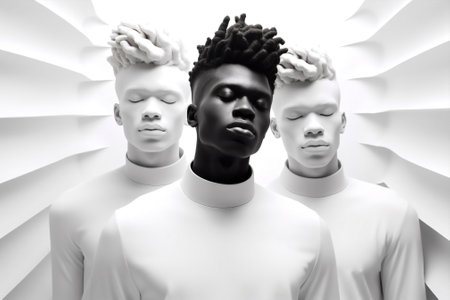 man young black studio fashion group friends lifestyle african portrait trendy. Generative AI.の素材