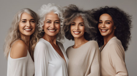 happiness horizontal grandmother women laughing smiling friendship portrait color cheerful image females. Generative AI.の素材
