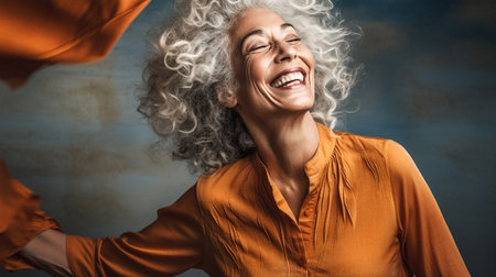 females mother grandmother smiling happiness portrait laughing women cheerful friendship horizontal. Generative AI.の素材