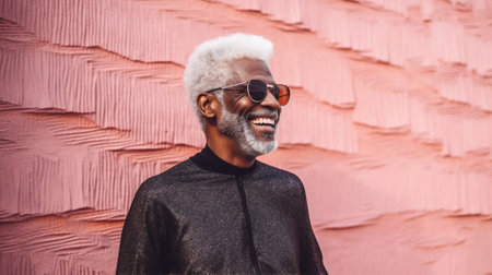 man black tradition age senior old elderly portrait glasses face smiling. Generative AI.の素材