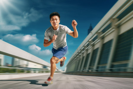 male fit person sport lifestyle athletic run fitness exercise healthy. Generative AI.の素材