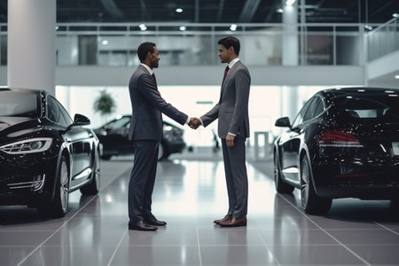 man auto dealership dealer automobile sale business salesman vehicle car buyer. Generative AI.の素材
