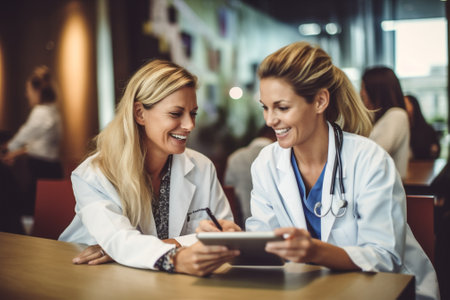 woman man care discussion hospital medical clinic patient doctor nurse medicine practitioner. Generative AI.の素材