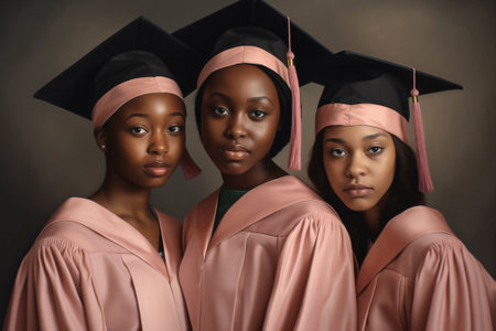 graduate student education black american school high african diploma women success female university. Generative AI.の素材