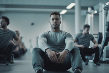 fitness person group healthy lifestyles sport gym exercising fit training. Generative AI.の素材