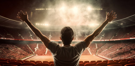 fan event sport success football people fun stadium celebration soccer. Generative AI.の素材