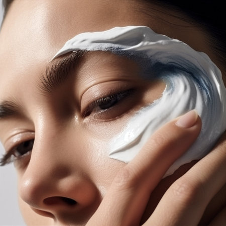 woman portrait mask gel face skin up facial beauty close skin care clean. Generative AI.の素材
