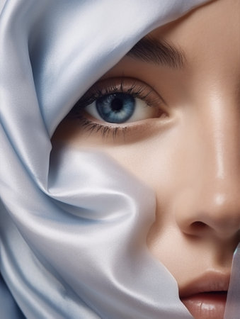 woman portrait up face mask facial beauty clean skin moisturizing care close skin. Generative AI.の素材