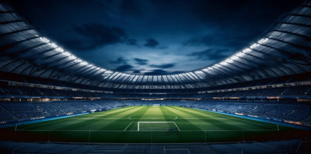 game soccer green goal sport world stadium arena light football. Generative AI.の素材