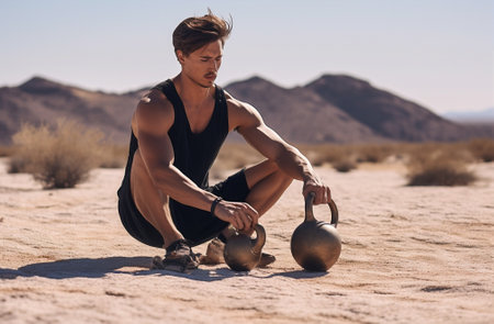 athletic sports men fit lifestyle sportsman fitness exercise training workout muscular. Generative AI.の素材