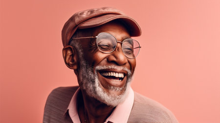 man face smiling old black elderly portrait senior looking age tradition. Generative AI.の素材