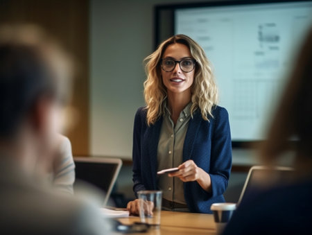 meeting business teamwork professional colleague businesswoman office discussion manager group. Generative AI.の素材