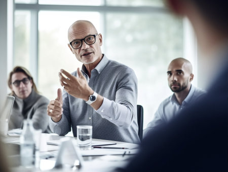 confidence office executive adult businessman manager business speaker professional entrepreneur. Generative AI.の素材