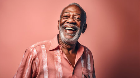 tradition man portrait age black cheerful smiling senior old face elderly. Generative AI.の素材