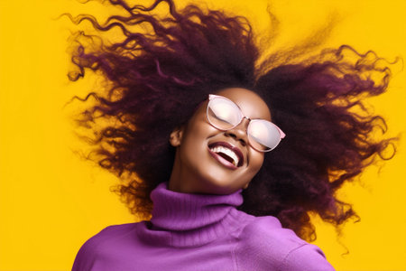 woman young yellow pretty caucasian pink beauty attractive fashion portrait sunglasses. Generative AI.の素材