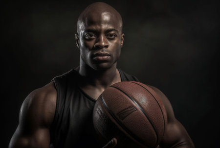 holding man basketball person black ball sports athlete professional player competitive. Generative AI.の素材