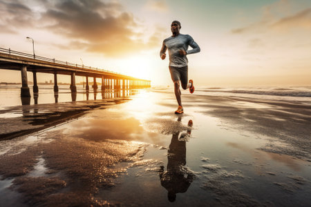 lifestyle jogger athletic sports training healthy fitness young male runner. Generative AI.の素材