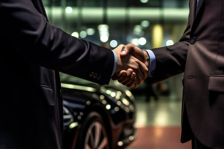 man auto key automobile buyer dealer dealership car business salesman vehicle. Generative AI.の素材