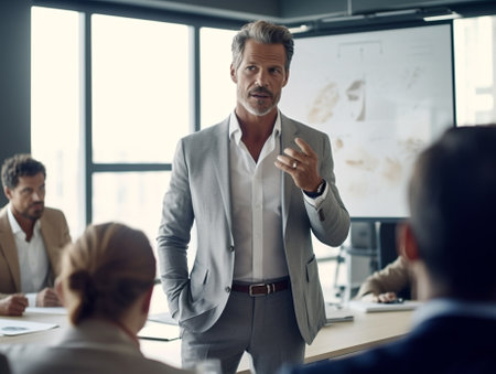 entrepreneur speaker adult professional confidence office businessman business executive manager. Generative AI.の素材