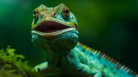 scale glasses reptile portrait lizard wildlife iguana green close-up animal. Generative AI.の素材