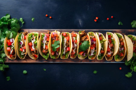 meal sauce chili food fresh pepper tomato taco vegetable mexican. Generative AI.の素材
