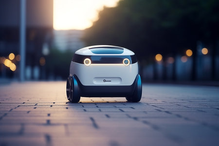 Transportation car delivery auto deliver electricity smart ecology vehicle healthy small automobile robot technologyの素材