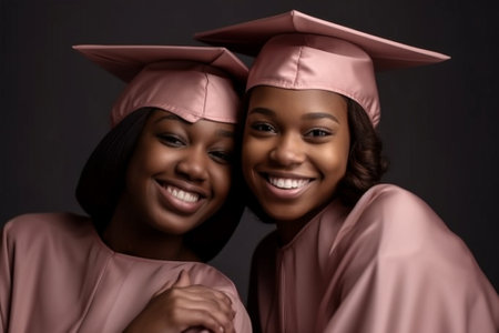 high black school african women graduate celebration success education american diploma student university. Generative AI.の素材
