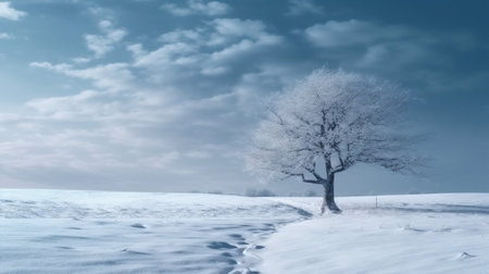 snowfall fir holiday background year white tree new christmas snow winter sky. Generative AI.の素材