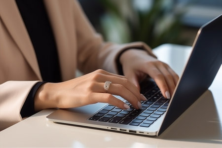 Man office hands technology computer corporate business online working white job businessman laptop cyberspace occupationの素材