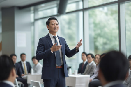 Man Asian businessman in the office in a group of people corporate meetingの素材