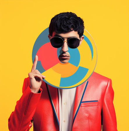 Art man pop concept vintage face music cartoon records style poster retro designの素材